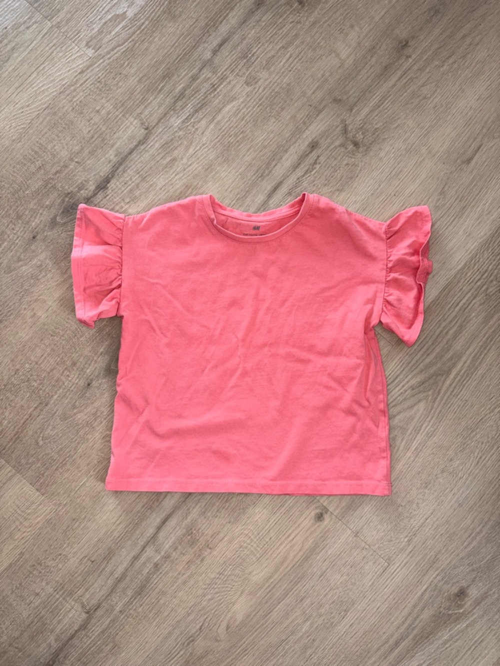 H&M Coral Pink Ruffle Sleeve Tee